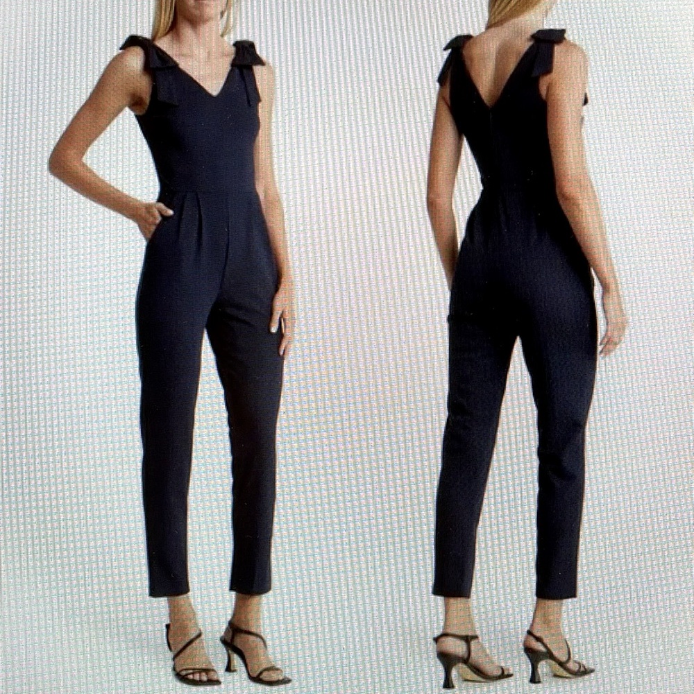Love…ady Black Bow-strap Jumpsuits Size Small